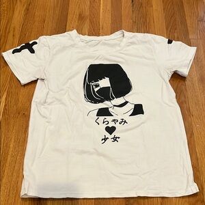 White Graphic Anime Style T-Shirt